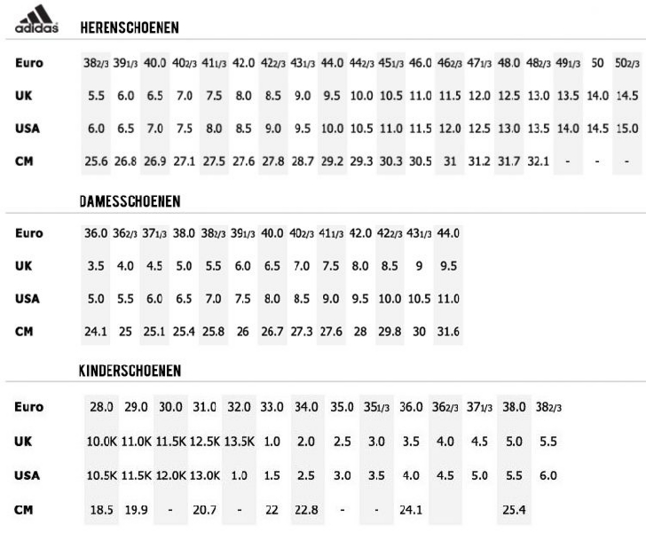 preferir Resentimiento Disparates Maattabel Adidas Schoenen Czech Republic, SAVE 34% - ginfinity.rs